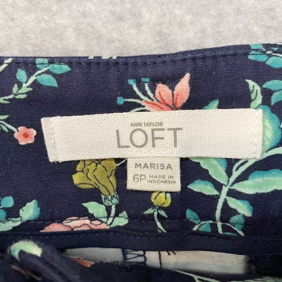 Loft Size 6P Marisa The Riviera Cropped Pants Women's Petite Multicolor Floral - Picture 2 of 8